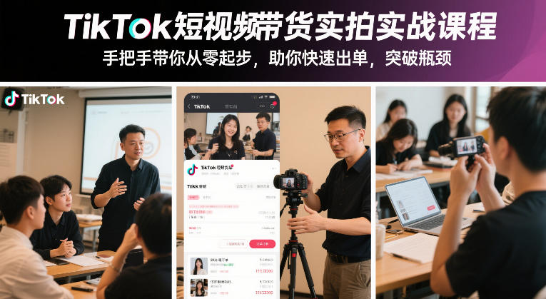 TikTok短视频带货实拍实战课程，手把手带你从零起步，助你快速出单，突破瓶颈-选优云网创