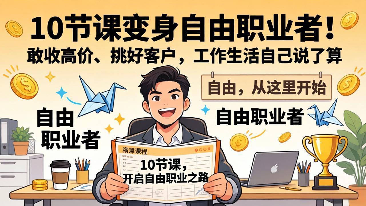 10 节课变身自由职业者！敢收高价、挑好客户，工作生活自己说了算-选优云网创