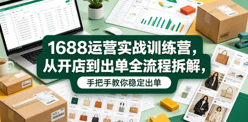 1688运营实战训练营，从开店到出单全流程拆解，手把手教你稳定出单-选优云网创