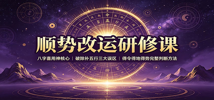 顺势改运研修课：八字喜用神核心，破除补五行三大误区，得令得地得势完整判断方法-选优云网创