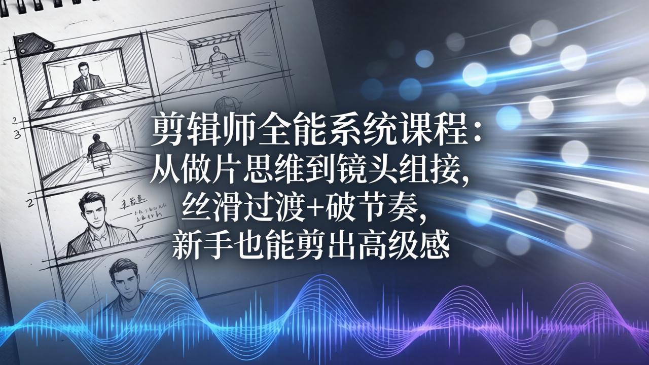 剪辑师全能系统课程：从做片思维到镜头组接，丝滑过渡+破节奏，新手也能剪出高级感-选优云网创