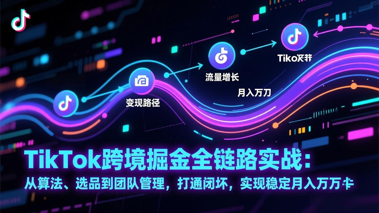 TikTok跨境掘金全链路实战：从算法、选品到团队管理，打通闭环，实现稳定月入万刀-选优云网创