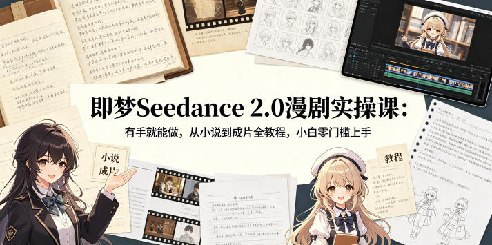 即梦Seedance 2.0漫剧实操课：有手就能做，从小说到成片全教程，小白零门槛上手-选优云网创