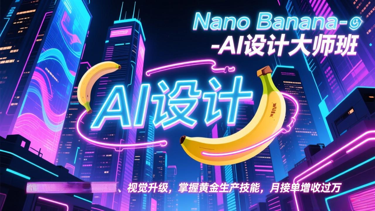 Nano Banana-AI设计大师班，修图合成、广告创作、视觉升级，掌握黄金生产技能，月接单增收过万-选优云网创
