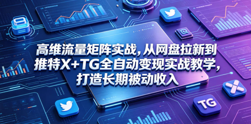 高维流量矩阵实战，从网盘拉新到推特X+TG全自动变现实战教学，打造长期被动收入-选优云网创