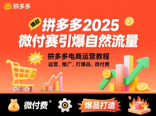 拼多多微付费引爆自然流量，拼多多电商运营教程，运营、推广、打爆品、微付费(更新26年2月)-选优云网创