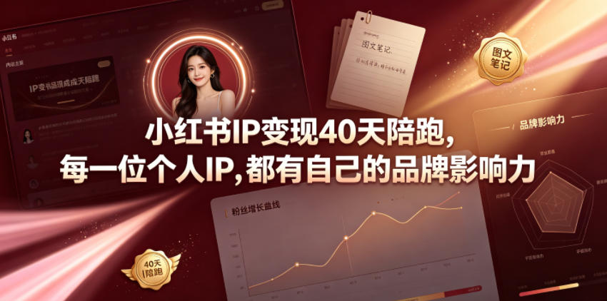 小红书IP变现40天陪跑，每一位个人IP，都有自己的品牌影响力-选优云网创