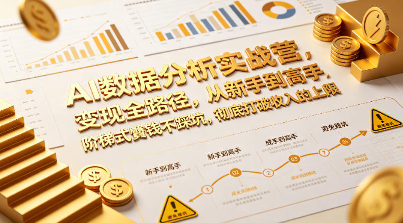 AI数据分析实战营，变现全路径，从新手到高手，阶梯式賺钱不踩坑，彻底打破收入的上限-选优云网创