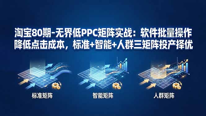 淘宝80期-无界低PPC矩阵实战：软件批量操作降低点击成本，标准+智能+人群三矩阵投产择优-选优云网创