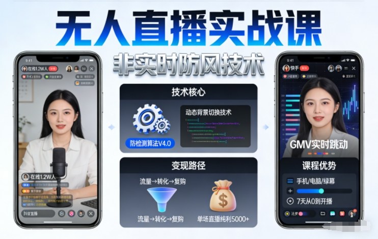 宝子哥无人直播实战课，非实时防风技术，聚焦抖音快手等平台直播带货，轻松开启直播变现之路（更新2026年4月10日）-选优云网创