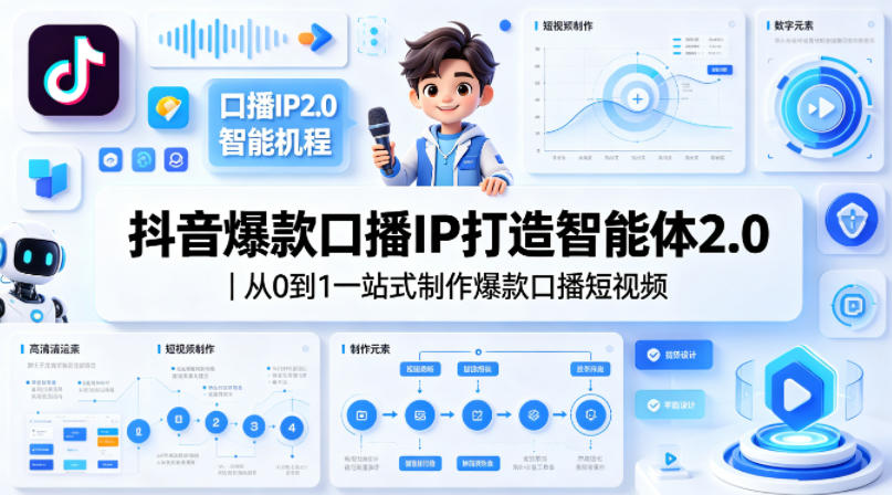抖音爆款口播IP打造智能体2.0｜从0到1一站式制作爆款口播短视频-选优云网创