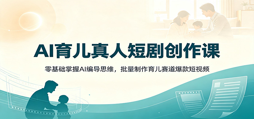 AI育儿真人短剧创作课：零基础掌握AI编导思维，批量制作育儿赛道爆款短视频-选优云网创