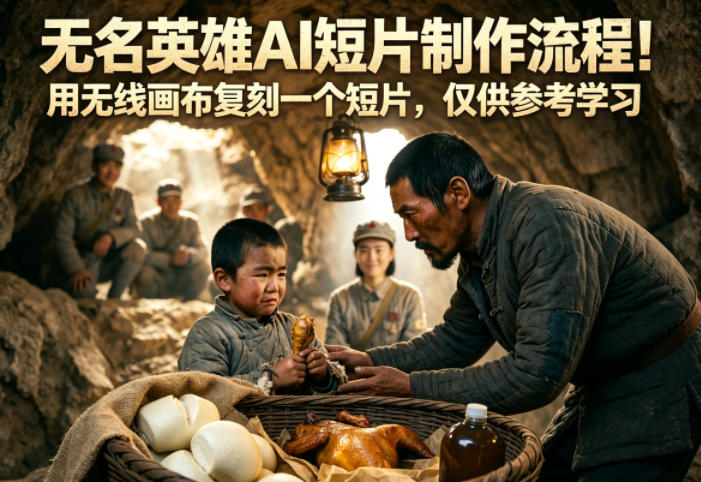 无名英雄AI短片制作流程！用无线画布复刻一个短片，仅供参考学习-选优云网创
