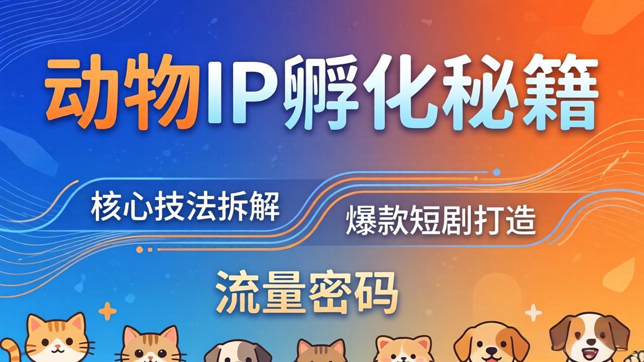 动物IP孵化全套秘籍，三大核心技法拆解，打造爆款萌宠短剧，轻松拿捏赛道流量密码-选优云网创