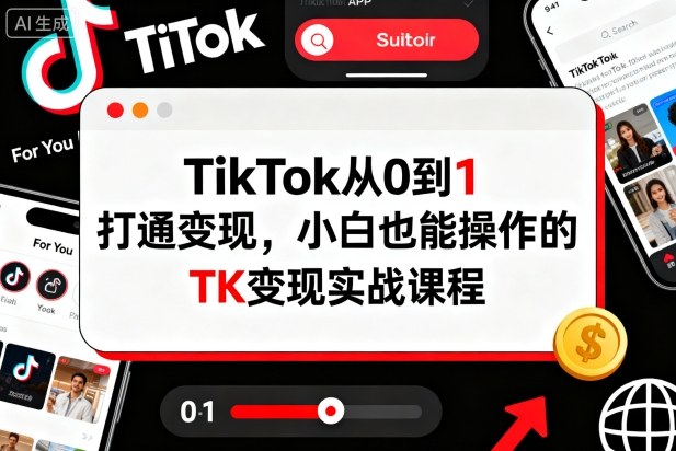 TikTok从0到1打通变现，小白也能操作的TK变现实战课程-选优云网创