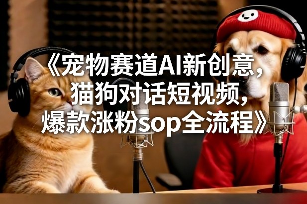 宠物赛道AI新创意，猫狗对话短视频，爆款涨粉sop全流程-选优云网创