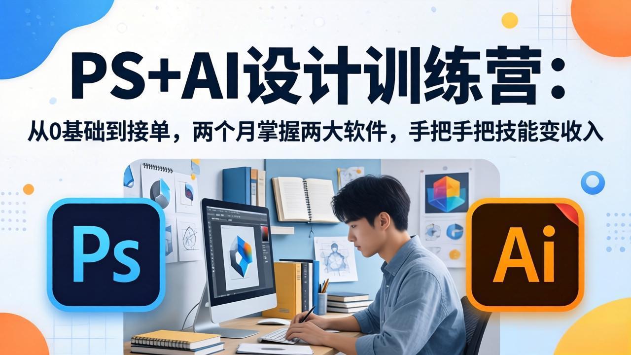 PS+AI设计训练营：从0基础到接单，两个月掌握两大软件，手把手把技能变收入-选优云网创
