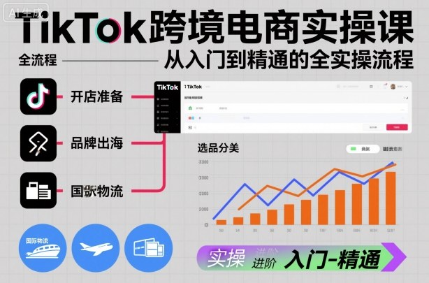 TikTok跨境电商实操课，从入门到精通的全实操流程-选优云网创
