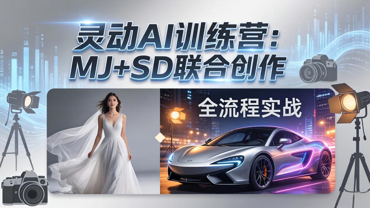 灵动AI训练营-3.0课程：MJ+SD联合创作，从婚纱大片到汽车广告，摄影后期全流程实战-选优云网创