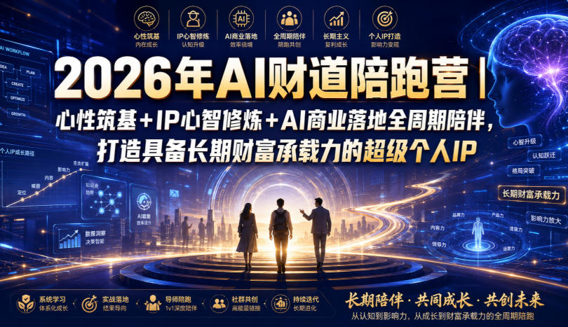 2026年AI财道陪跑营|心性筑基+IP心智修炼+AI商业落地全周期陪伴,打造具备长期财富承载力的超级个人IP-选优云网创
