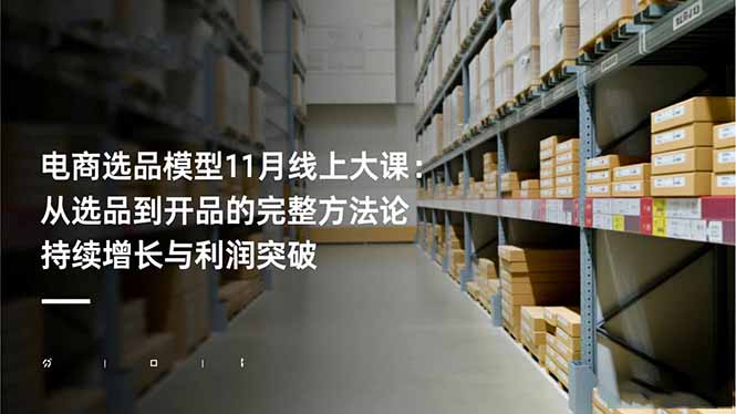 电商选品模型11月线上大课：从选品到开品的完整方法论 持续增长与利润突破-选优云网创