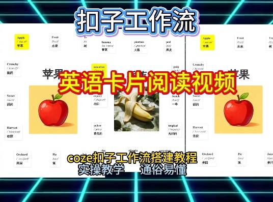 【一键生成英语卡片单词阅读工作流】2026保姆级教程，Coze工作流一键搭，英语单词卡片+阅读练习直接搞定-选优云网创