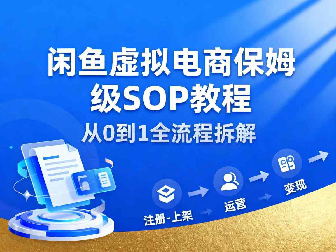 闲鱼虚拟电商，月入轻松过1W，保姆级SOP教程-选优云网创