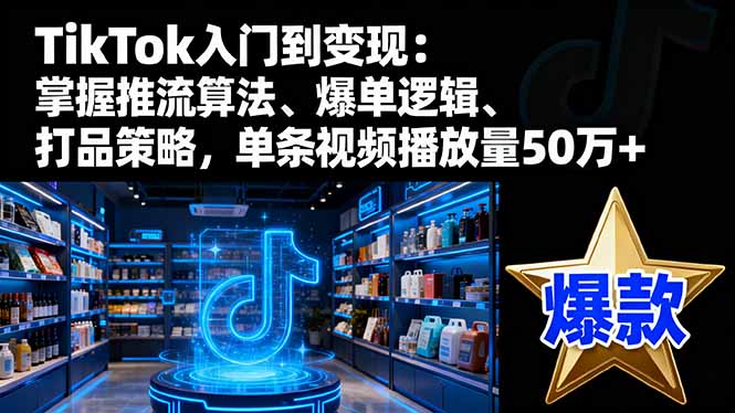 TikTok入门到变现：掌握推流算法、爆单逻辑、打品策略，单条视频播放量50w-选优云网创
