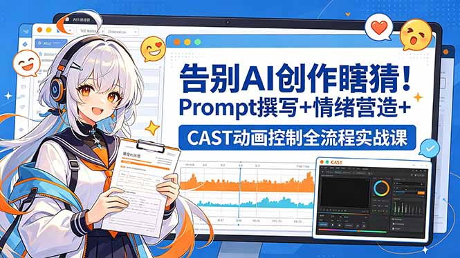 告别AI创作瞎猜！Prompt撰写+情绪营造+CAST动画控制全流程实战课-选优云网创