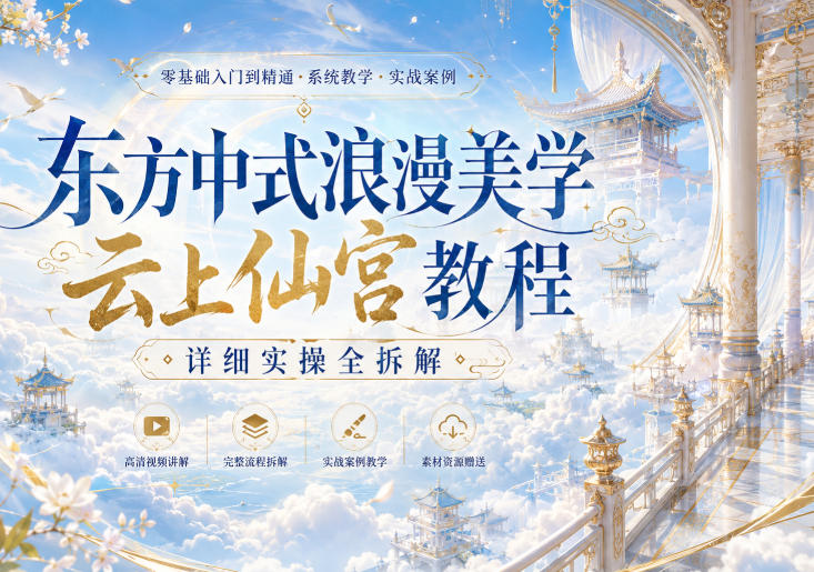 东方中式浪漫美学云上仙宫教程，详细实操全拆解-选优云网创
