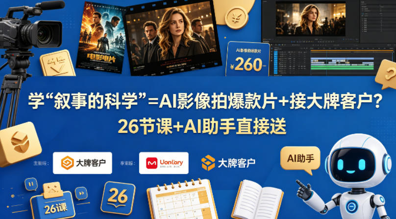 学《叙事的科学》=AI影像拍爆款片+接大牌客户？26节课+AI助手直接送【原创双语字幕】-选优云网创