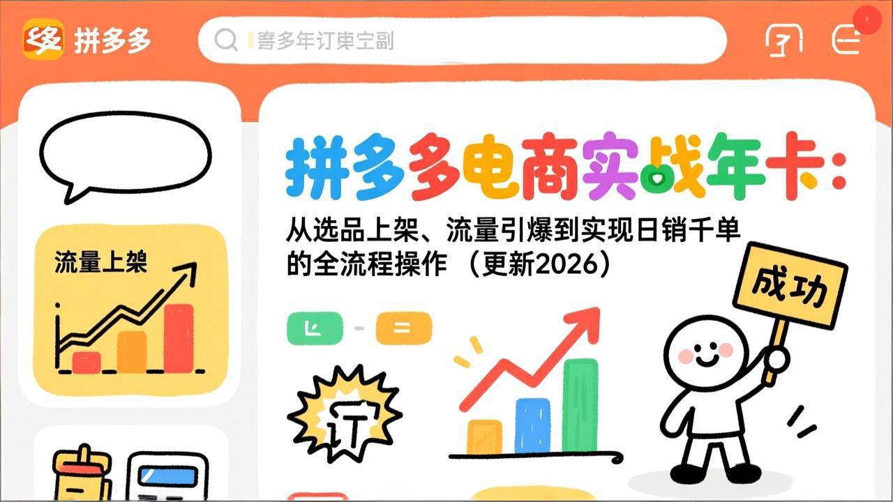 拼多多电商实战年卡:从选品上架、流量引爆到实现日销千单的全流程操作(更新2026-选优云网创