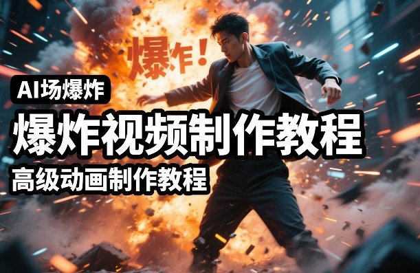 AI场景爆炸视频制作教程，利用人物实拍视频制作出高级的动画特效-选优云网创