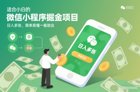 适合小白的微信小程序掘金项目，日入多张，简单易懂一看就会【揭秘】-选优云网创