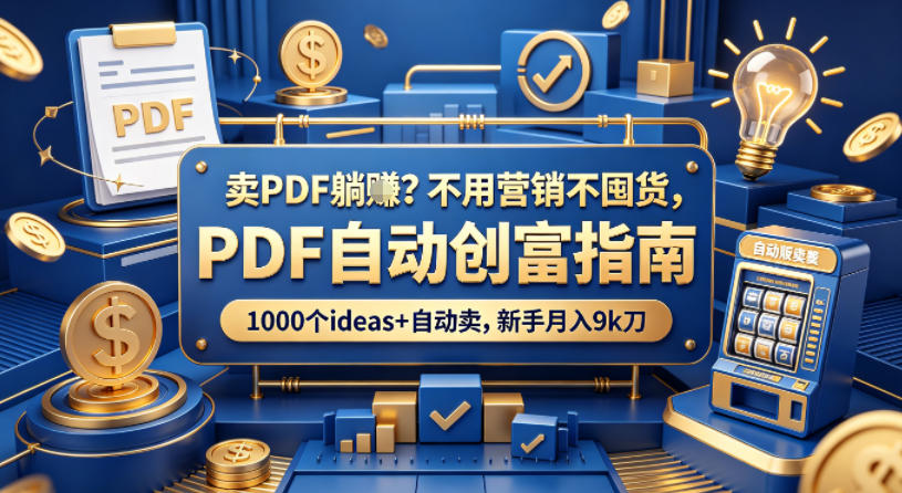 卖PDF躺賺？不用营销不囤货，PDF自动创富指南，1000个ideas+自动卖，新手月入9k刀【原创双语字幕】-选优云网创