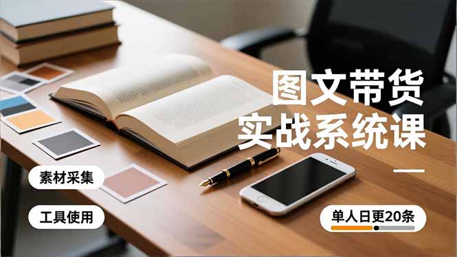 图文带货实战系统课，工具使用、素材采集、防同质化，单人日更20条月入3w+-选优云网创
