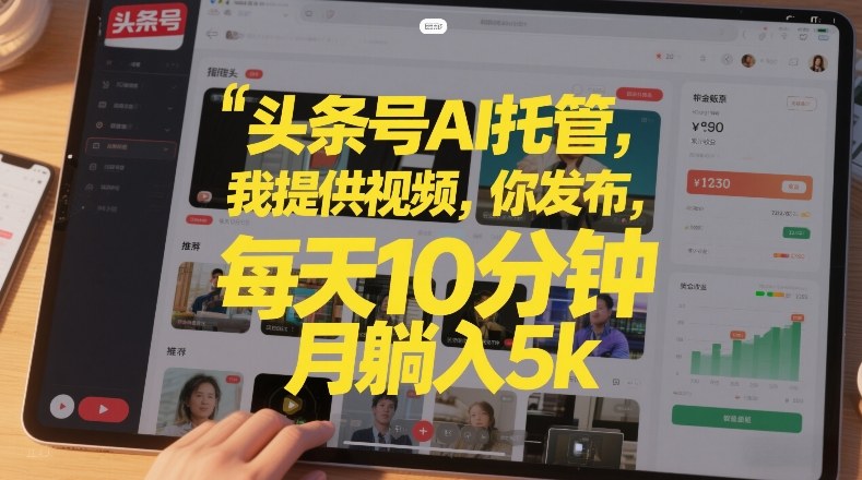 头条号AI托管，我提供视频，你发布，每天10分钟，月躺入5k+【揭秘】-选优云网创