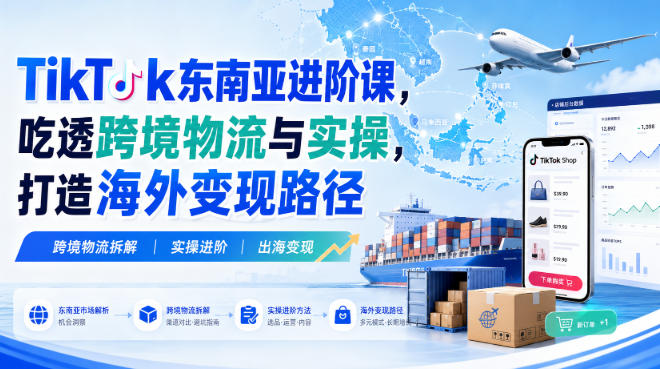 TikTok东南亚进阶课,吃透跨境物流与实操,打造海外变现路径-选优云网创