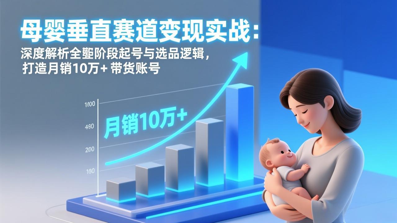母婴垂直赛道变现实战：深度解析三大阶段起号与选品逻辑，打造月销10万+带货账号-选优云网创