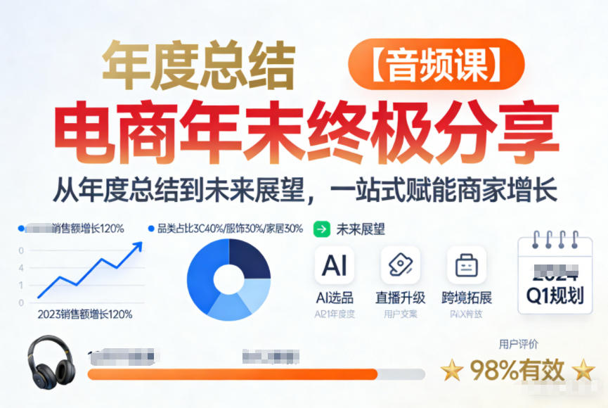 电商年未终极分享，从年度总结到未来展望，一站式赋能商家增长【音频课】-选优云网创