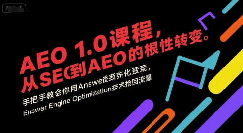 AEO 1.0 课程，从SEO到AE0的基命性转变，手把手教会你用AnswerEngineOptimization技术抢回流量(更新)-选优云网创