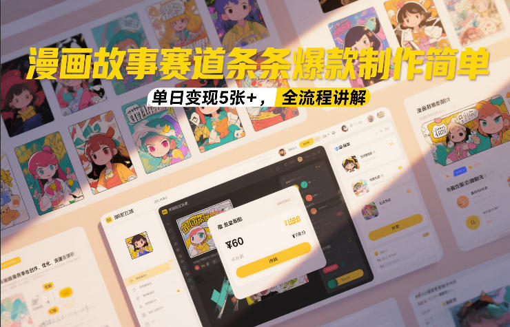漫画故事赛道条条爆款制作简单，单日变现5张+，全流程讲解-选优云网创