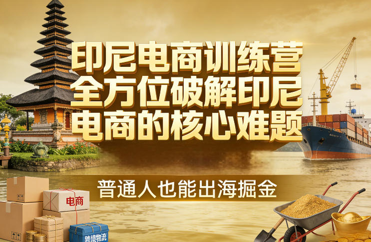 印尼电商训练营，全方位破解印尼电商的核心难题，普通人也能出海掘金-选优云网创