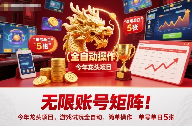 无限账号矩阵！今年龙头项目，游戏试玩全自动，简单操作，单号单日5张【揭秘】-选优云网创