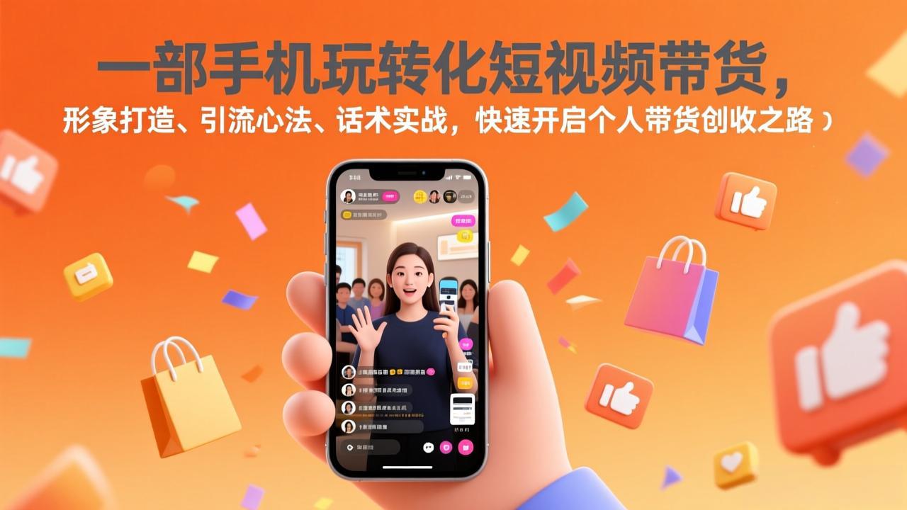 一部手机玩转化短视频带货，形象打造、引流心法、话术实战，快速开启个人带货创收之路-选优云网创