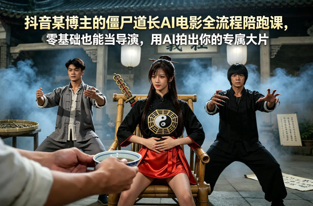 抖音某博主的僵尸道长AI电影全流程陪跑课，零基础也能当导演，用AI拍出你的专属大片-选优云网创