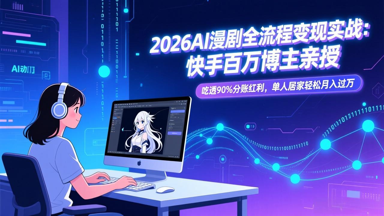 2026AI漫剧全流程变现实战：快手百万博主亲授，吃透90%分账红利，单人居家轻松月入过万-选优云网创