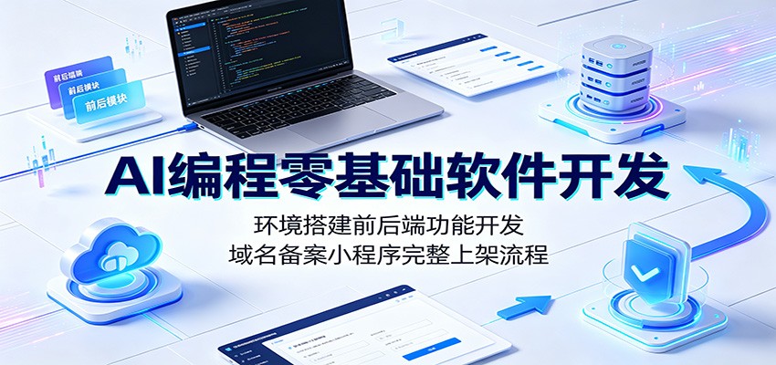 AI编程零基础软件开发：环境搭建前后端功能开发，域名备案小程序完整上架流程-选优云网创