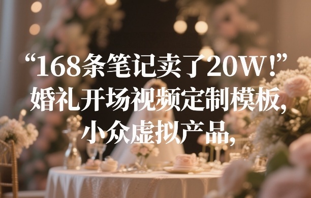 168条笔记卖了20W！婚礼开场视频定制模板，小众虚拟产品-选优云网创