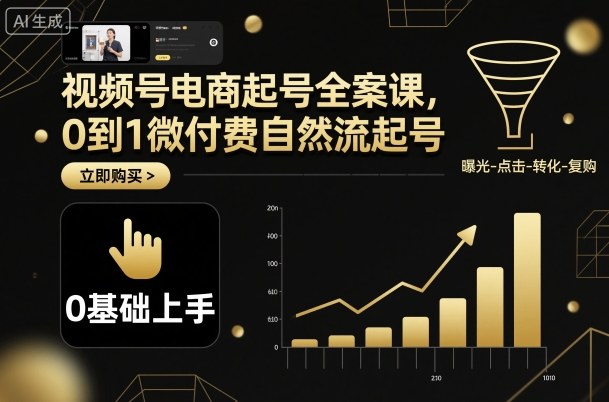视频号电商起号全案课，0到1微付费自然流起号-选优云网创